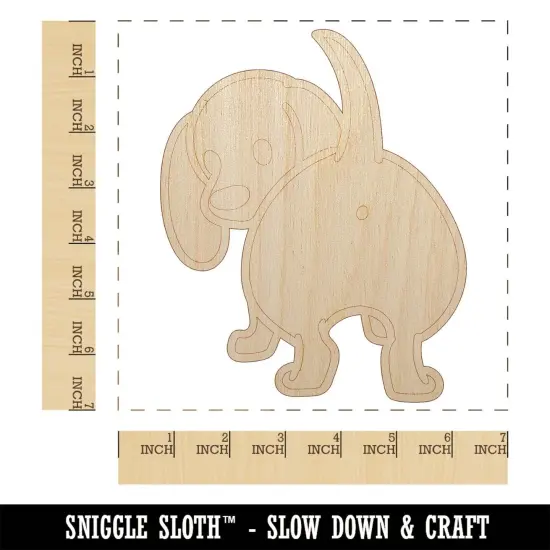 Dachshund from Behind Butt Wiener Dog Unfinished Wood Shape Piece Cutout for DIY Craft Projects {1}