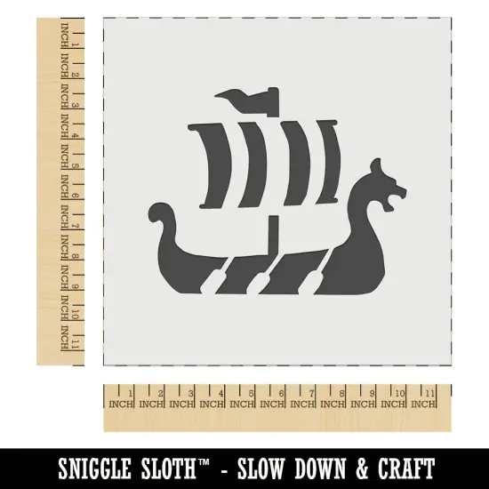 Viking Dragon Headed Longboat Ship with Sails Wall Cookie DIY Craft Reusable Stencil {1}