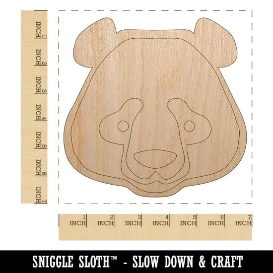 Panda Face Icon Unfinished Wood Shape Piece Cutout for DIY Craft Projects {1}
