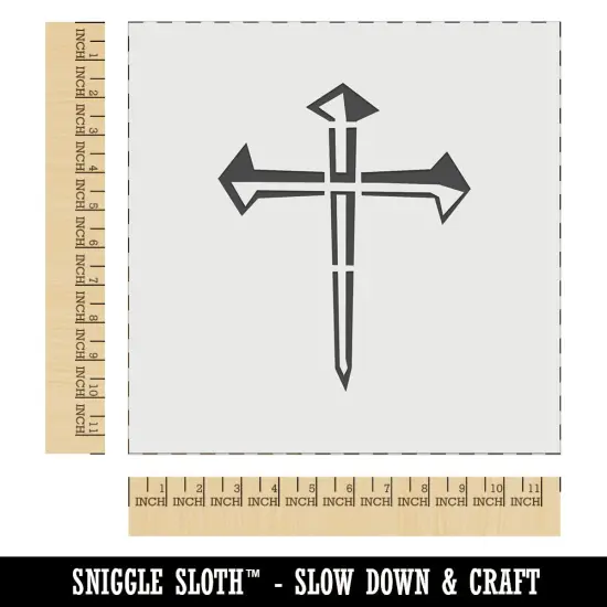 Three 3 Nails Cross Christian Stylized Wall Cookie DIY Craft Reusable Stencil {1}