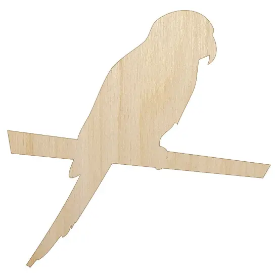 Parakeet on Branch Bird Solid Unfinished Wood Shape Piece Cutout for DIY Craft Projects {3}