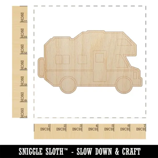RV Road Trip Camping Automobile Family Vehicle Unfinished Wood Shape Piece Cutout for DIY Craft Projects {1}