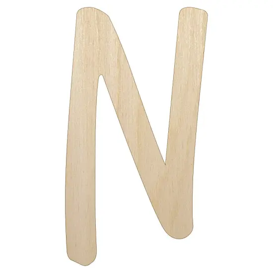 Letter N Uppercase Felt Marker Font Unfinished Wood Shape Piece Cutout for DIY Craft Projects {1}