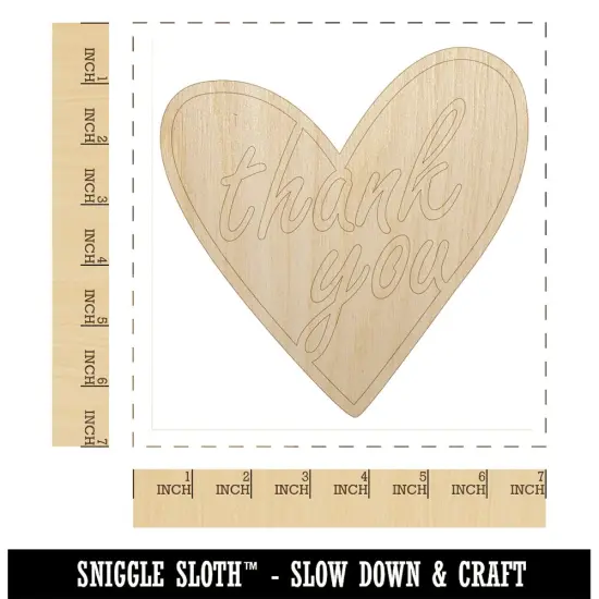Thank You in Heart Unfinished Wood Shape Piece Cutout for DIY Craft Projects {1}