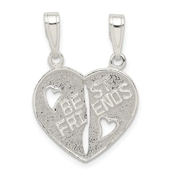 Sterling Silver Best Friends Break Apart Heart Charm Jewerly 20mm x 9mm {1}
