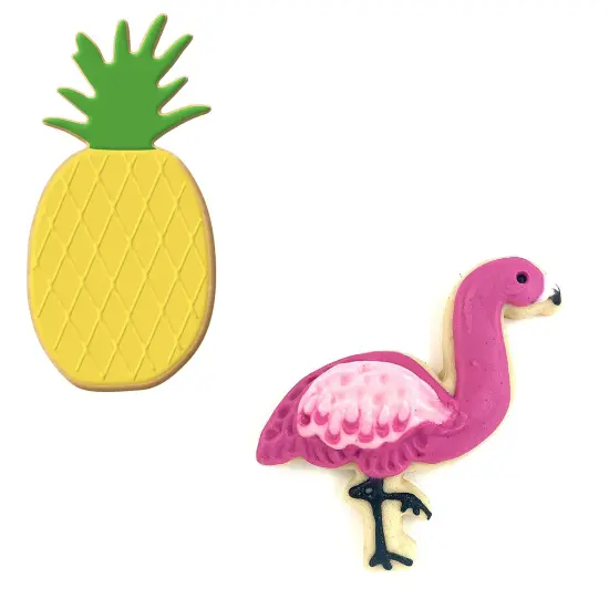 CookieCutter.Com Cool In The Tropics Cookie Cutter Set - 5.25 in Pineapple, 3.75 in Flamingo - Cookie Recipe - USA Made Tin Plate Steel {3}