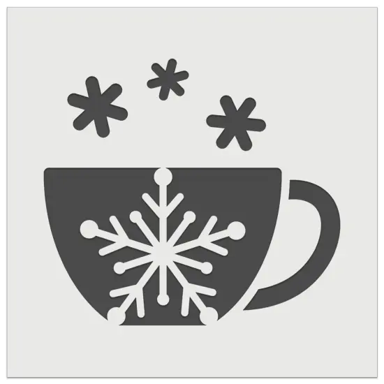 Tea Coffee Cup Snowflake Details Winter Wall Cookie DIY Craft Reusable Stencil {7}