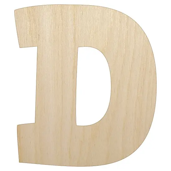Letter D Uppercase Fun Bold Font Unfinished Wood Shape Piece Cutout for DIY Craft Projects {1}
