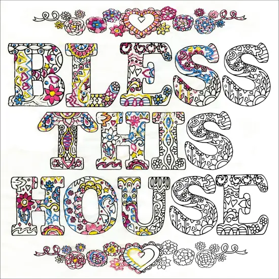 Design Works/Zenbroidery Stamped Embroidery Kit 12"X12"-Bless This House {2}