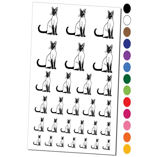 Smart Siamese Cat Temporary Tattoo Water Resistant Fake Body Art Set Collection Orange {1}