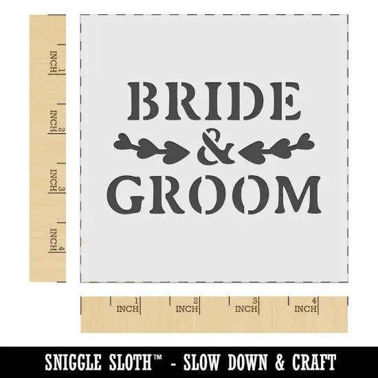 Bride & Groom Heart Leaf Details Wall Cookie DIY Craft Reusable Stencil {6}