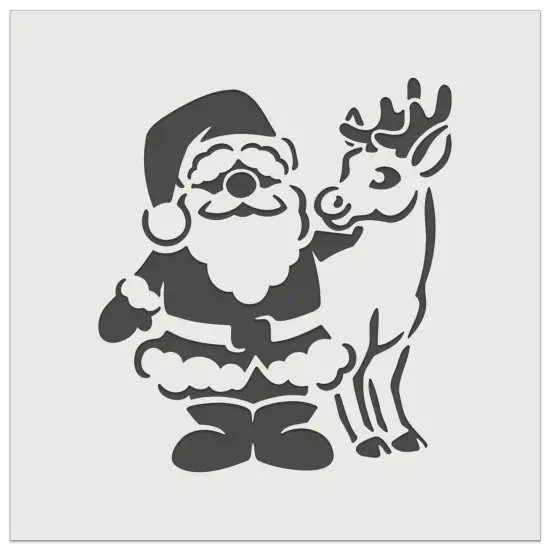 Santa Claus Standing with Reindeer Christmas Wall Cookie DIY Craft Reusable Stencil {2}