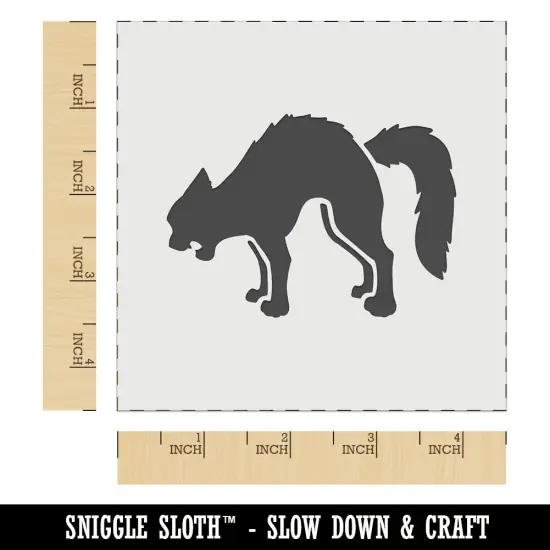 Scared Hissing Black Cat Halloween Wall Cookie DIY Craft Reusable Stencil {7}