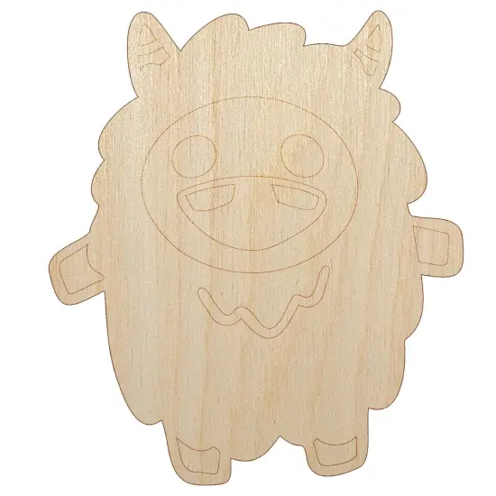 Excited Happy Kawaii Chibi Yeti Unfinished Wood Shape Piece Cutout for DIY Craft Projects {7}