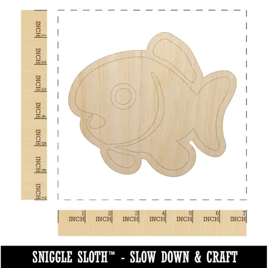 Cute Fish Unfinished Wood Shape Piece Cutout for DIY Craft Projects {1}