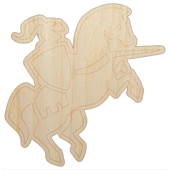 Jousting Knight with Lance on Horse Unfinished Wood Shape Piece Cutout for DIY Craft Projects {10}