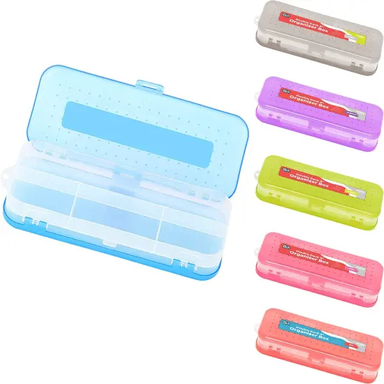 Enday 8" Bright Color Double Desk Organizer Box Pink {4}