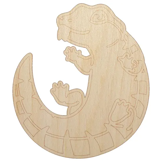 Fat Cute Blue Tongued Skink Lizard Reptile Unfinished Wood Shape Piece Cutout for DIY Craft Projects {2}