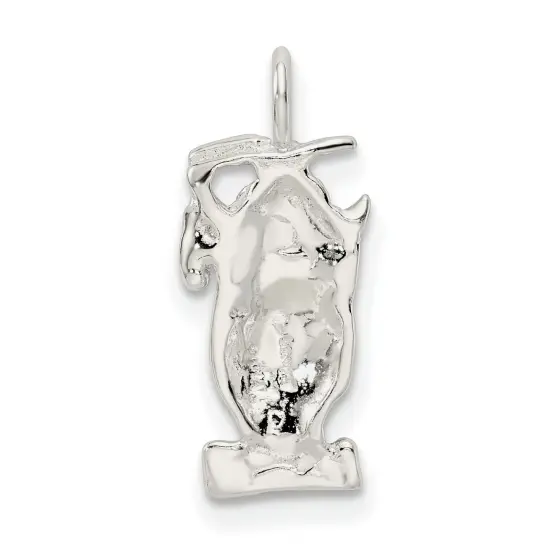 Sterling Silver Graduation Owl Charm Pendant Jewelry 20mm x 8mm {3}