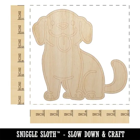 Labrador Retriever Sitting with Tongue Out Dog Unfinished Wood Shape Piece Cutout for DIY Craft Projects {1}