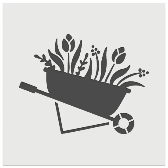 Darling Wheelbarrow Spring Summer Flowers Gardening Wall Cookie DIY Craft Reusable Stencil {2}