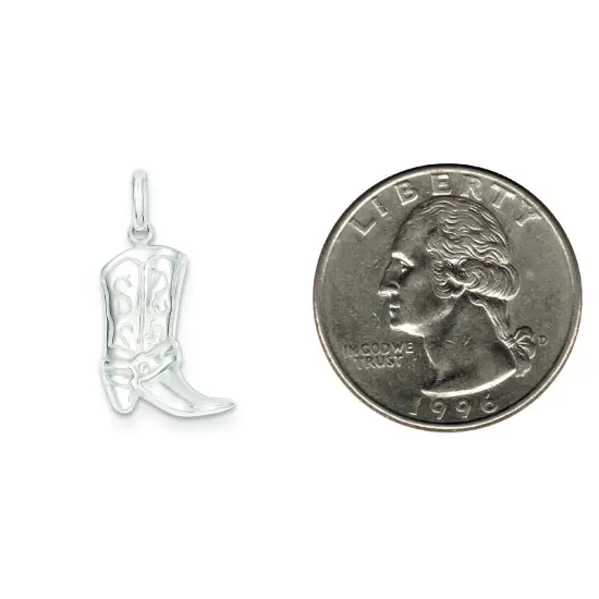 Sterling Silver Cowboy Boot Charm Pendant Jewelry 22mm x 17mm {2}