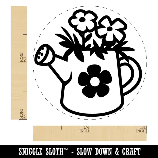 Cute Watering Can with Flowers Self-Inking Rubber Stamp for Stamping Crafting Planners Sky Blue {1}