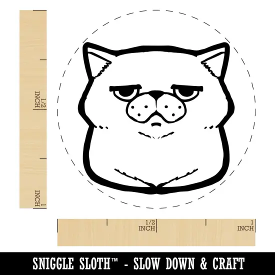Unamused and Unhappy Cat Loaf Self-Inking Rubber Stamp for Stamping Crafting Planners Red {1}