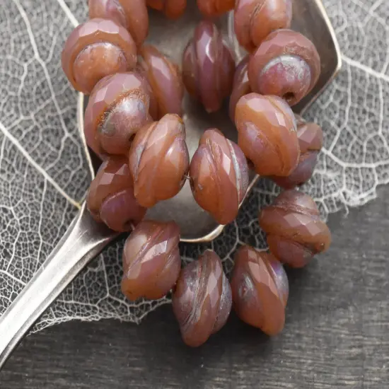 *10* 8x10mm Vintage Pink Opaline Picasso Saturn Beads {4}