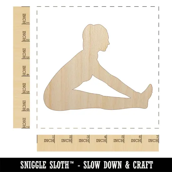 Yoga Seated Forward Bend Pose Unfinished Wood Shape Piece Cutout for DIY Craft Projects {1}