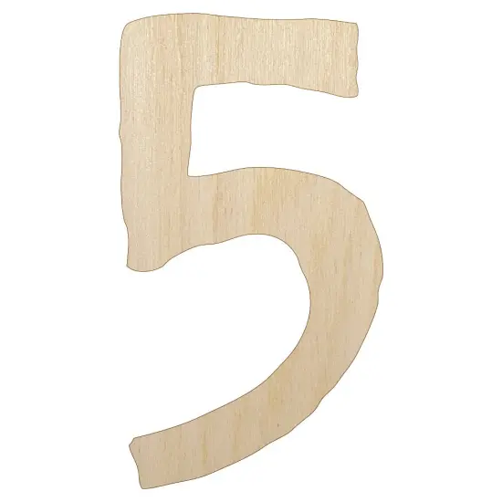 Number 5 Five Cute Typewriter Font Unfinished Wood Shape Piece Cutout for DIY Craft Projects {1}