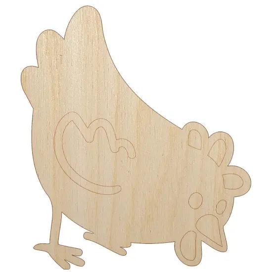Cartoon Chicken Hen Pecking Ground Unfinished Wood Shape Piece Cutout for DIY Craft Projects {7}