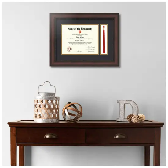 ArtToFrames 8x10 inch Diploma Frame with Tassel Opening - Framed with Black and Gold Mats, Comes with Regular Glass and Sawtooth Hanger for Wall Hanging (DT-8x10) {2}