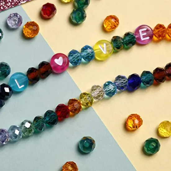 Incraftables Bicone Crystal Beads for Jewelry Making 1200pcs (24 Colors) & 1200pcs Round Letter Beads for Jewelry Making (7mm). A-Z Letters Black Alphabet for DIY Friendship Bracelets & Crafts {4}