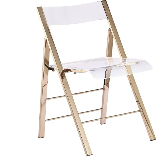 ISL Furnishings Kasper Flex Luxury Modern Folding Chair Acrylic Lucite Gold 2 Pk {2}