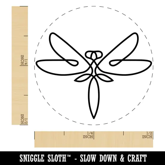 Elegant Abstract Dragonfly Line Art Self-Inking Rubber Stamp for Stamping Crafting Planners Blue {1}