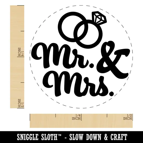 Mr. and Mrs. Wedding Rings Self-Inking Rubber Stamp for Stamping Crafting Planners Pink {1}