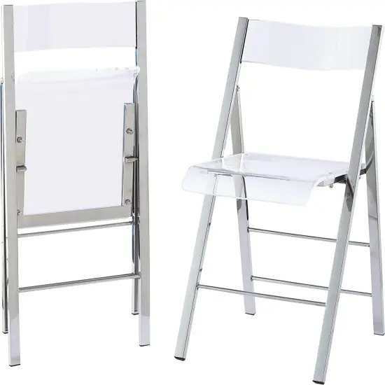 ISL Furnishings Pack of 2- Kasper Flex Luxury Modern Folding Chairs Silver {1}
