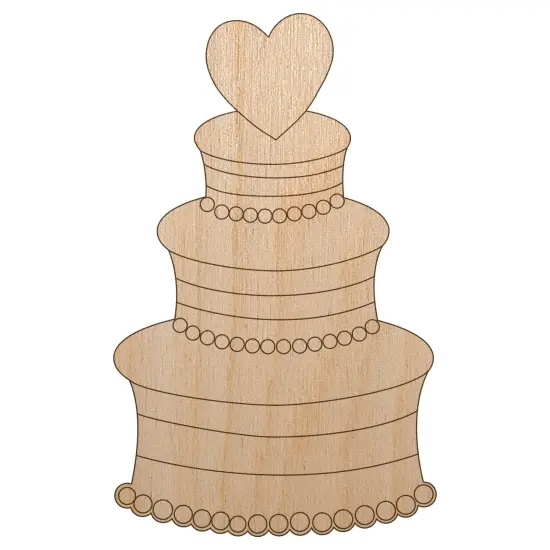 Wedding Cake with Heart Unfinished Wood Shape Piece Cutout for DIY Craft Projects {7}