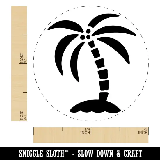 Palm Tree on Island Self-Inking Rubber Stamp Ink Stamper for Stamping Crafting Planners Pink {1}