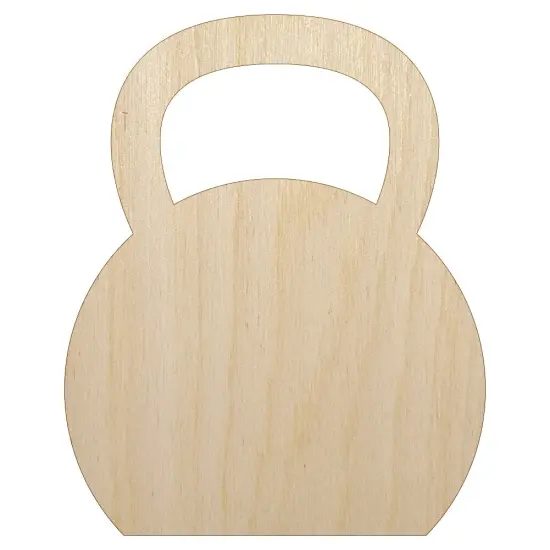 Kettlebell Weight Solid Unfinished Wood Shape Piece Cutout for DIY Craft Projects {7}