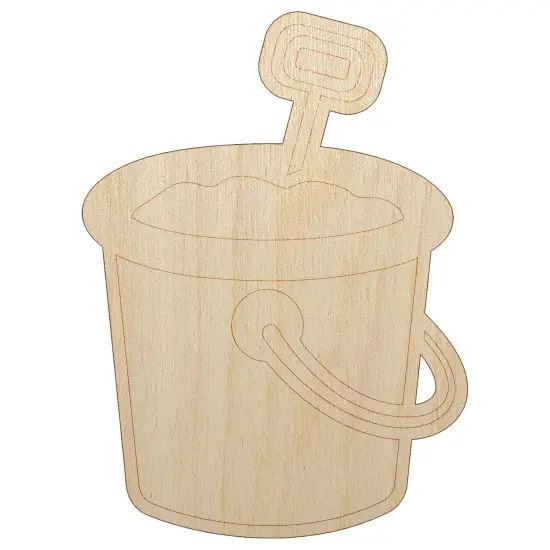 Sand Bucket Pail Unfinished Wood Shape Piece Cutout for DIY Craft Projects {7}
