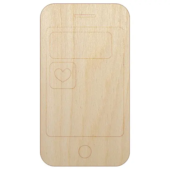 Mobile Tablet Phone Heart Text Message Unfinished Wood Shape Piece Cutout for DIY Craft Projects {7}