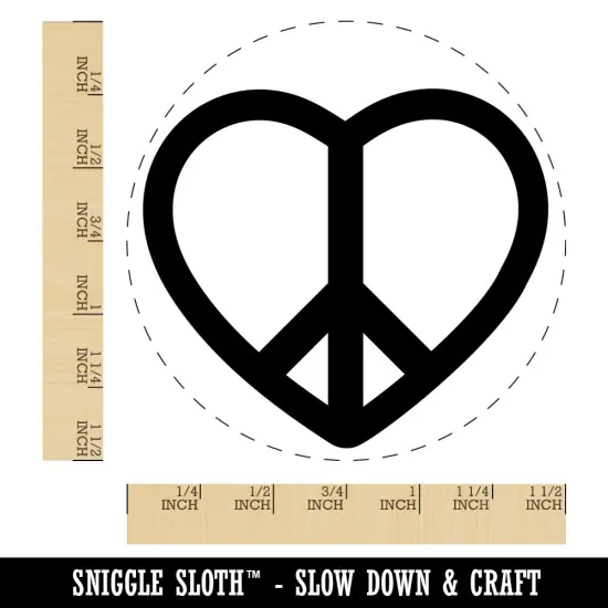 Peace Symbol in Heart Self-Inking Rubber Stamp for Stamping Crafting Planners Black {1}