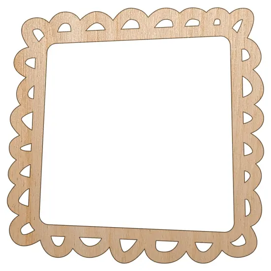 Scalloped Square Frame Doodle Unfinished Wood Shape Piece Cutout for DIY Craft Projects {7}