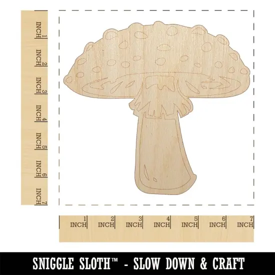 Amanita Muscaria Fly Agaric Poisonous Mushroom Whimsical Toadstool Unfinished Wood Shape Piece Cutout for DIY Craft Projects {1}