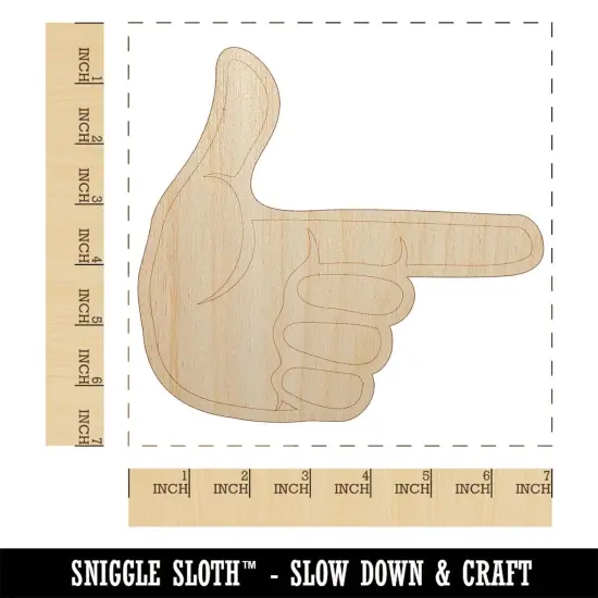 Finger Gun Hand Pointing Unfinished Wood Shape Piece Cutout for DIY Craft Projects {1}