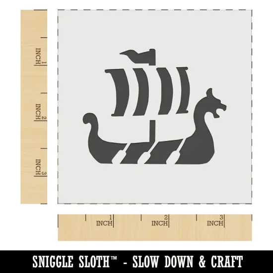 Viking Dragon Headed Longboat Ship with Sails Wall Cookie DIY Craft Reusable Stencil {5}