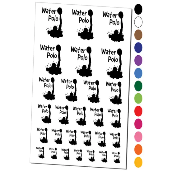 Water Polo Player in Water Fun Text Temporary Tattoo Water Resistant Fake Body Art Set Collection Purple {1}