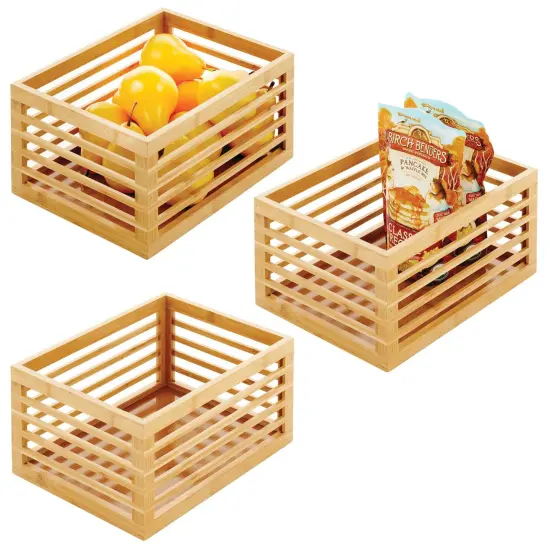 mDesign Bamboo Slotted Storage Cabinet Shelf Organizer Bin {1}